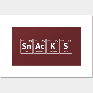 Snacks (Sn-Ac-K-S) Periodic Elements Spelling Posters and Art